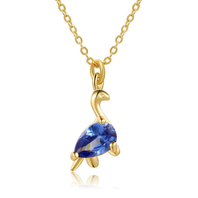 18K Gold Plated Dinosaur Zircon Pendant Necklace