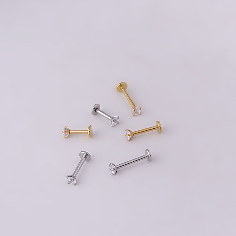 3MM Round Zircon Stainless Steel Labret Piercing Jewelry