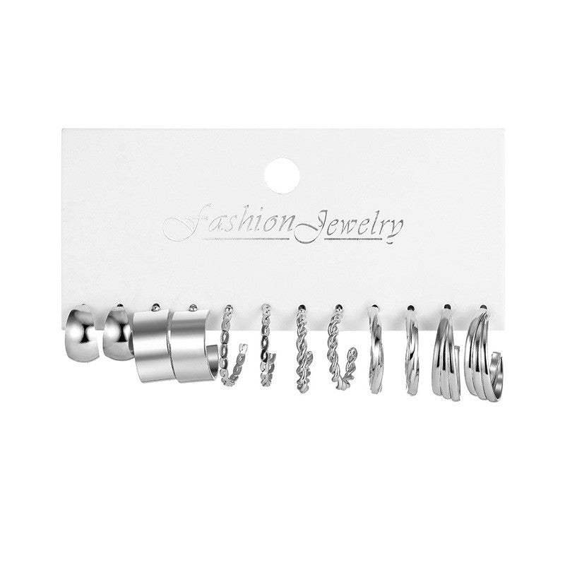 6 Pairs Minimalist Gold and Silver Plated Chain Hoop Earrings with Artificial Pearls for Women
