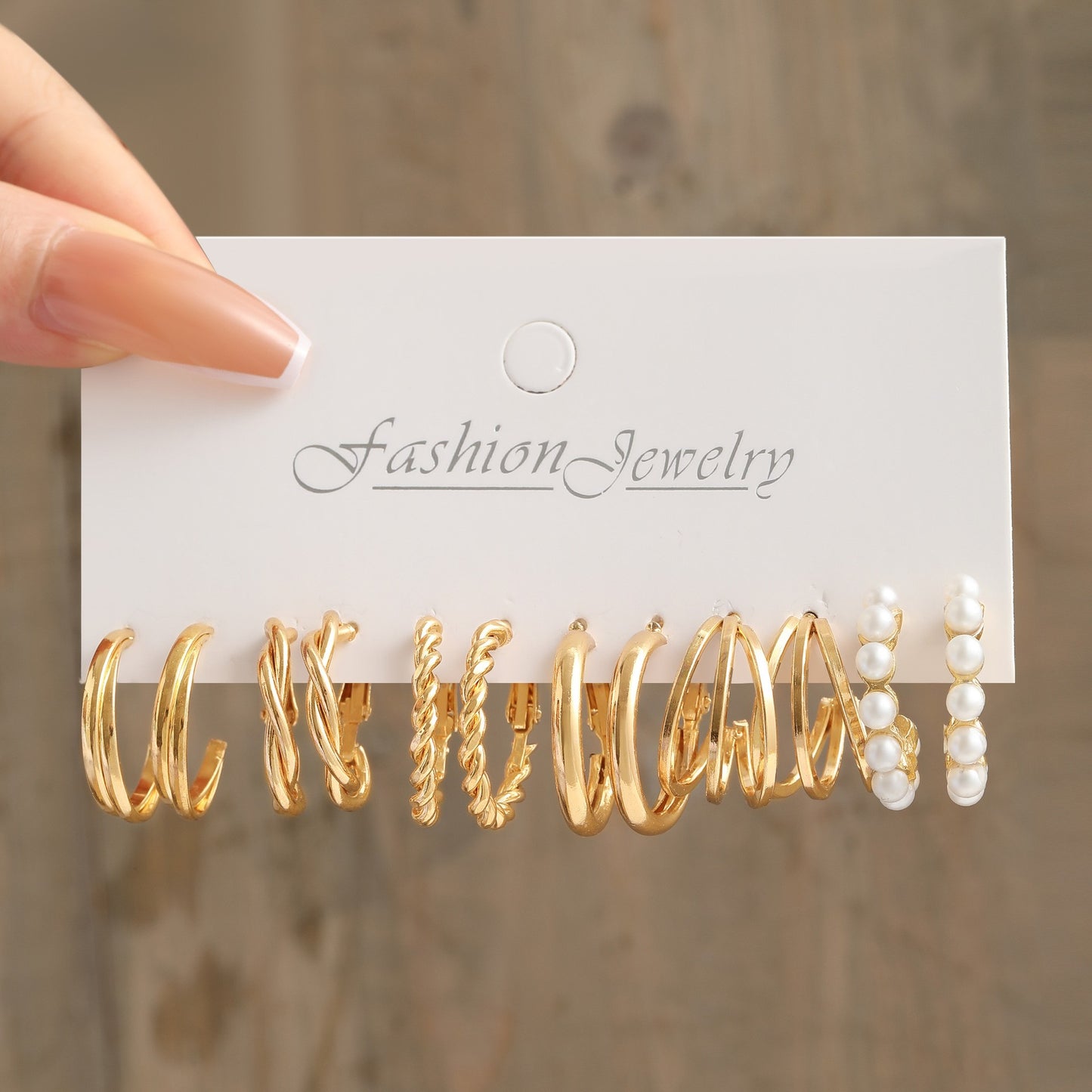 6 Pairs Minimalist Gold and Silver Plated Chain Hoop Earrings with Artificial Pearls for Women