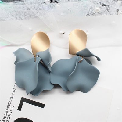 925 Silver Needle Acrylic Petal Vintage Statement Earrings