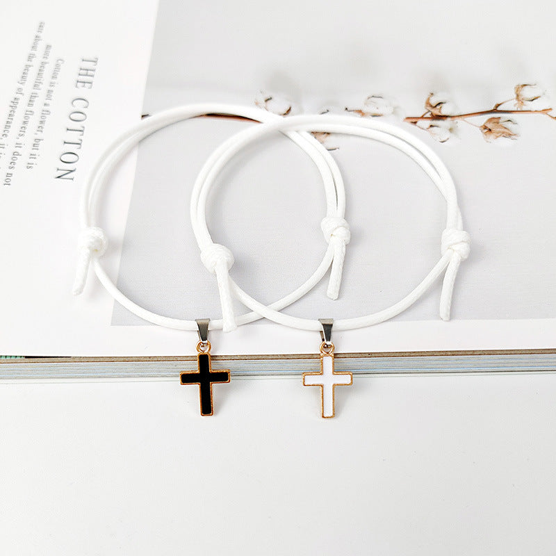 Alloy Cross Wax Rope Couple Bracelet Set Jewelry Wholesale