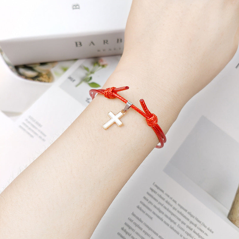 Alloy Cross Wax Rope Couple Bracelet Set Jewelry Wholesale