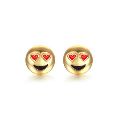 Alloy Oil Drip Fashion Smile Emoji Ladybug Earrings