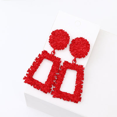 Alloy Plated Geometric Trapezoid Statement Earrings