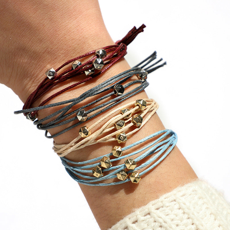 Alloy Geometric Love Heart Charm Bracelet Set
