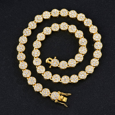 Miami Cuban Link Necklace & 9.5mm Round Geometric Hip Hop Anklet Bracelet