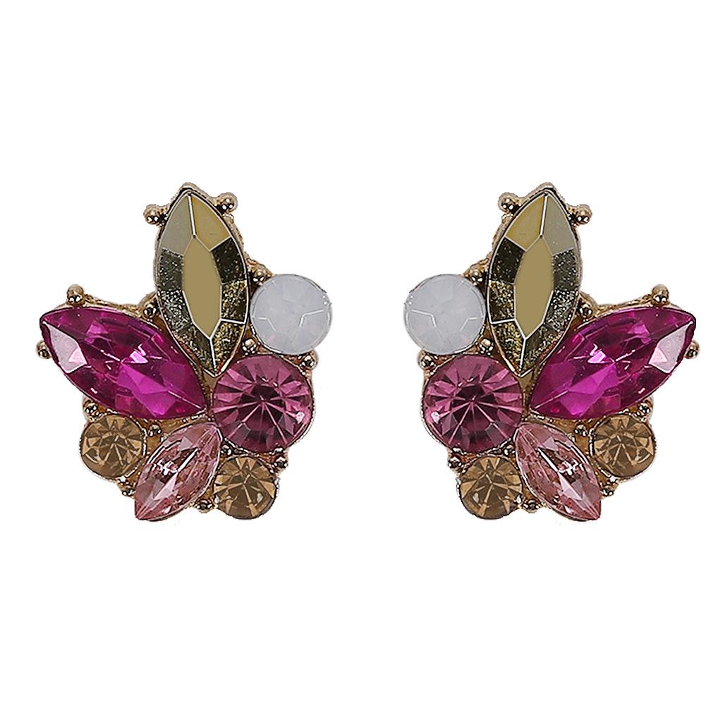 Angel Wings Rhinestone Stud Earrings - Multicolor Alloy Design