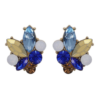 Angel Wings Rhinestone Stud Earrings - Multicolor Alloy Design