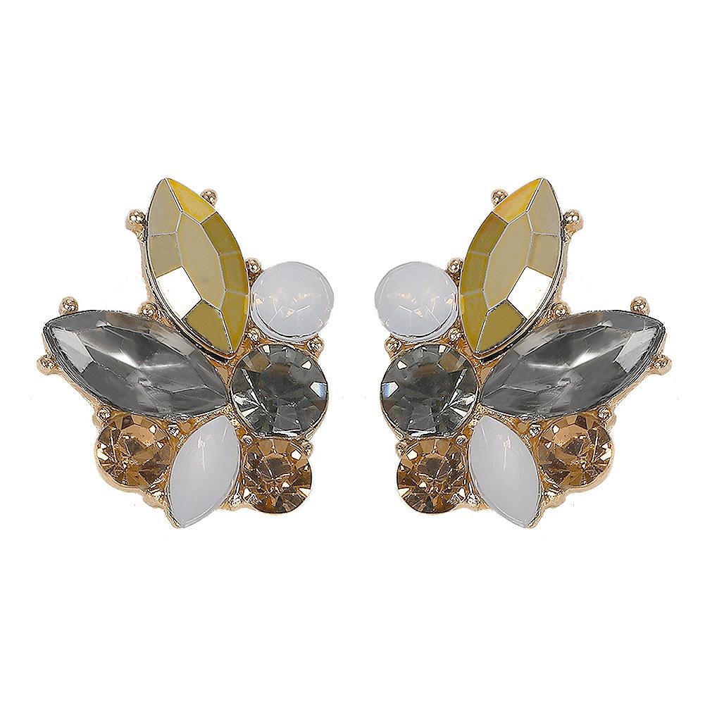 Angel Wings Rhinestone Stud Earrings - Multicolor Alloy Design