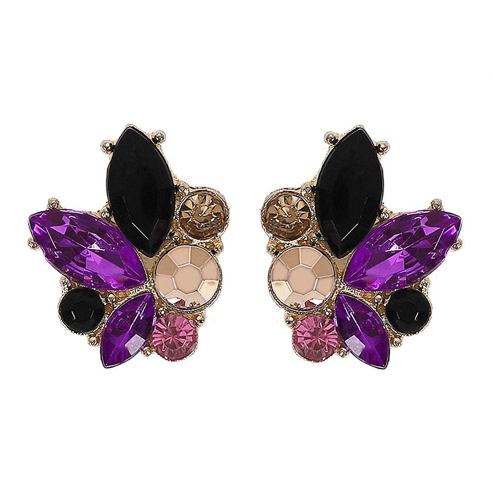 Angel Wings Rhinestone Stud Earrings - Multicolor Alloy Design