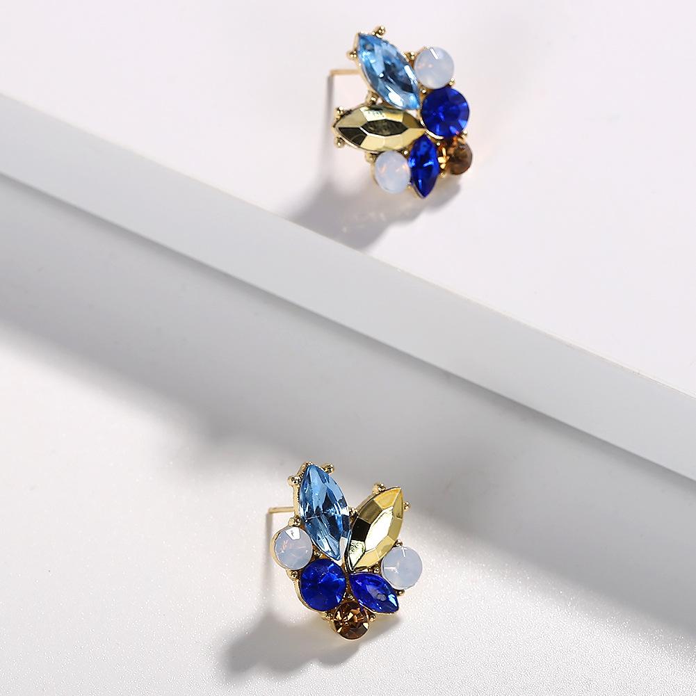 Angel Wings Rhinestone Stud Earrings - Multicolor Alloy Design