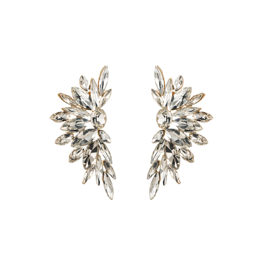 Baroque Floral Rhinestone Inlay Gold Plated Women's Earrings