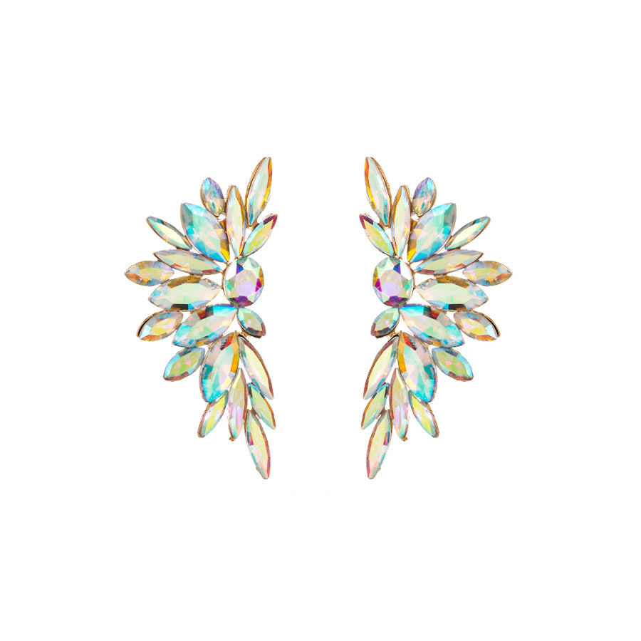 Baroque Floral Rhinestone Inlay Gold Plated Women's Earrings