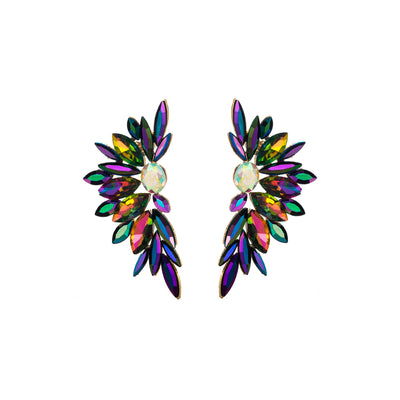 Baroque Floral Rhinestone Inlay Gold Plated Women's Earrings