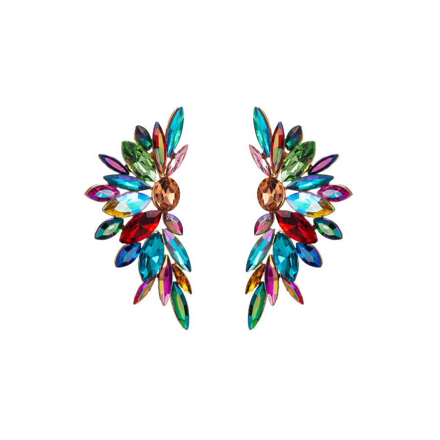 Baroque Floral Rhinestone Inlay Gold Plated Women's Earrings