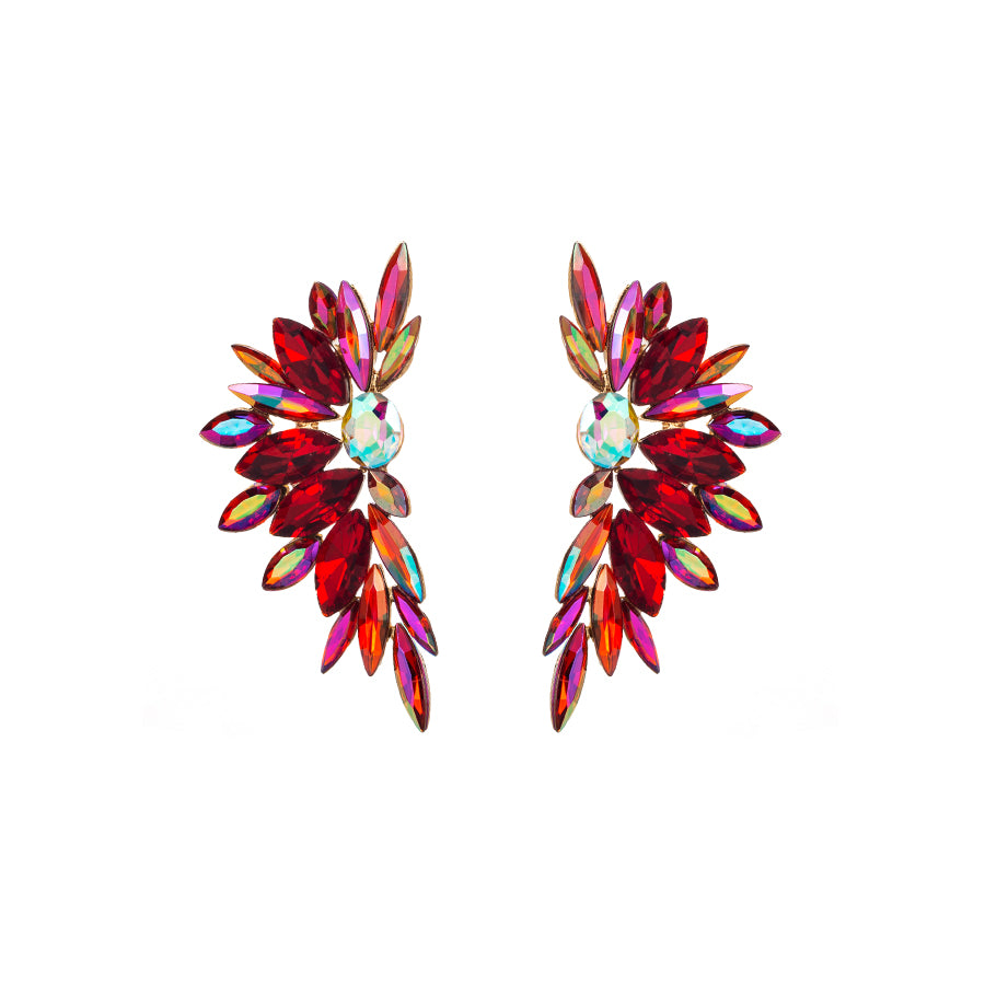 Baroque Floral Rhinestone Inlay Gold Plated Women's Earrings
