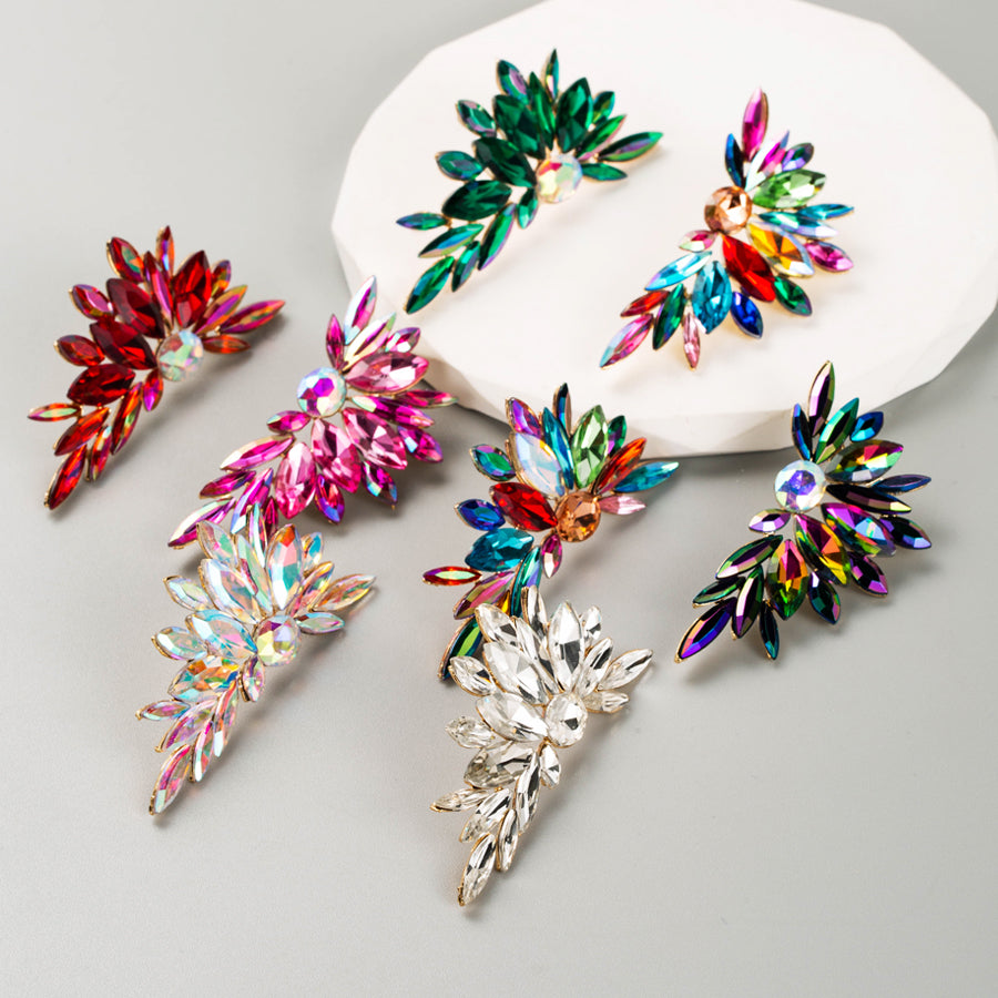 Baroque Floral Rhinestone Inlay Gold Plated Women's Earrings