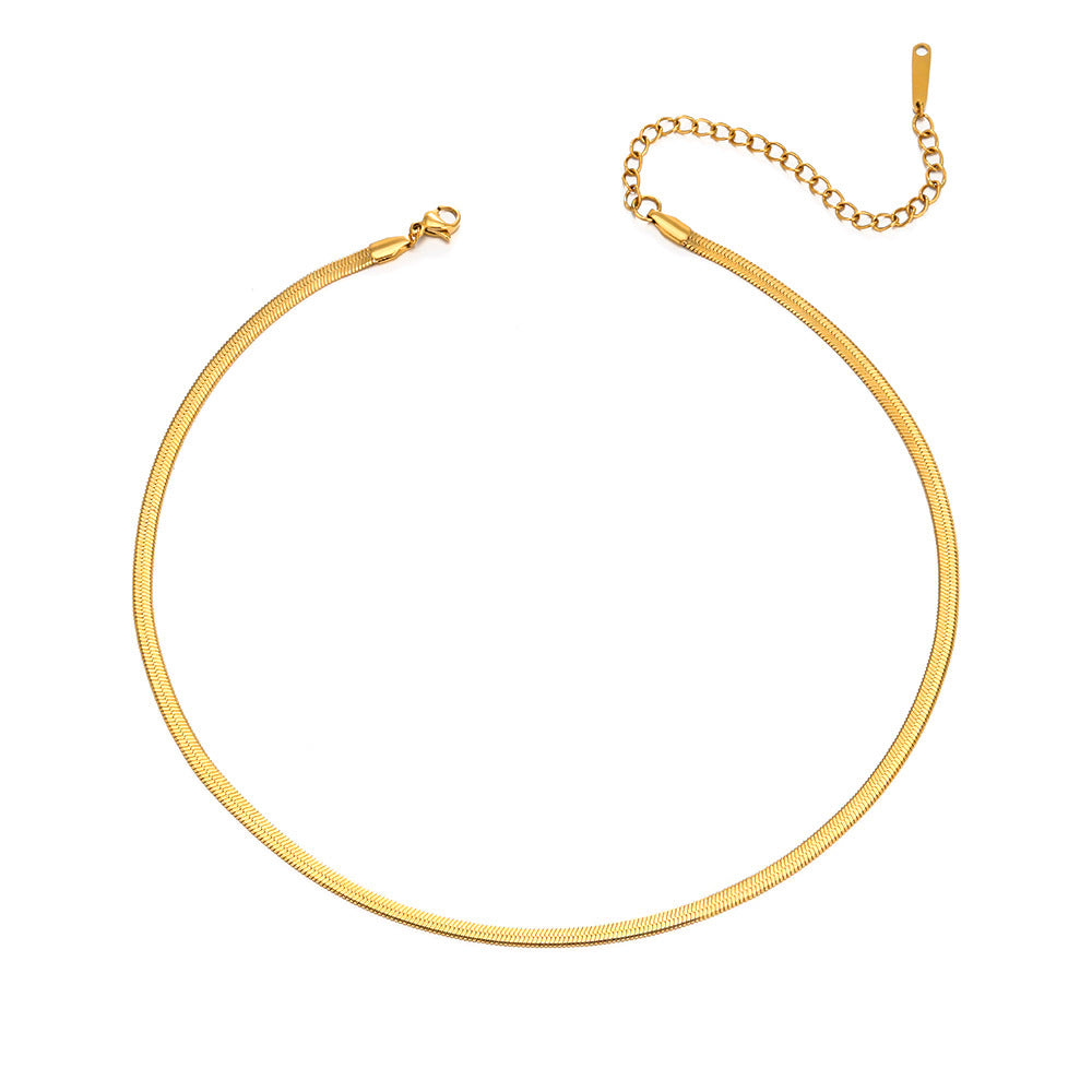 Geometric 18K Gold Plated Stainless Steel Snake Chain Necklace