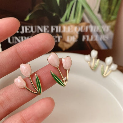 Enamel Tulip Flower Alloy Women's Earrings - Spring Summer 2023 Collection