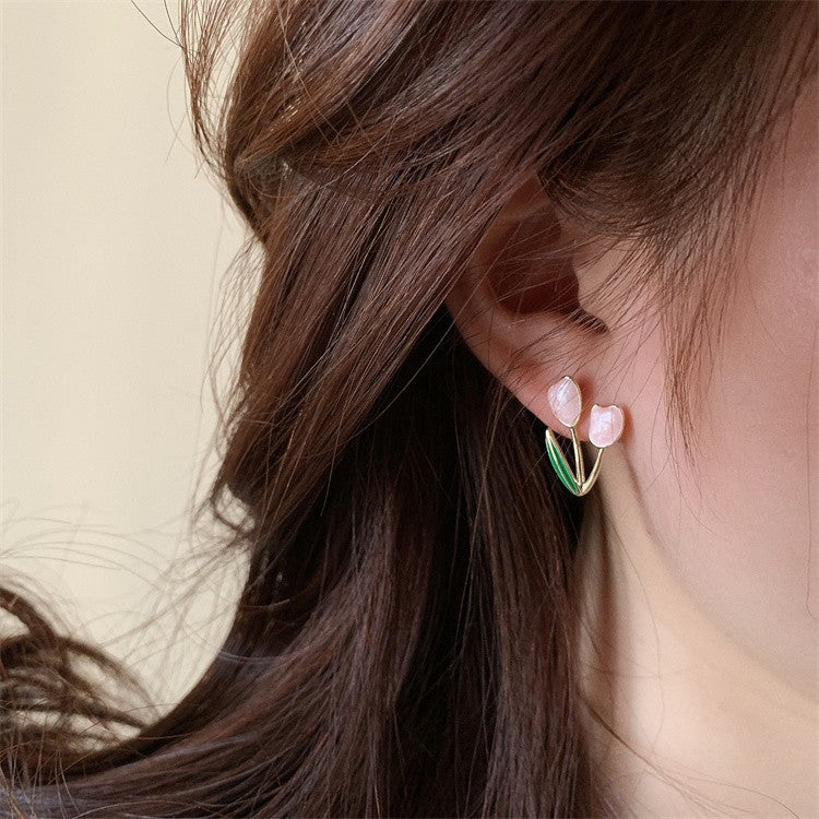 Enamel Tulip Flower Alloy Women's Earrings - Spring Summer 2023 Collection