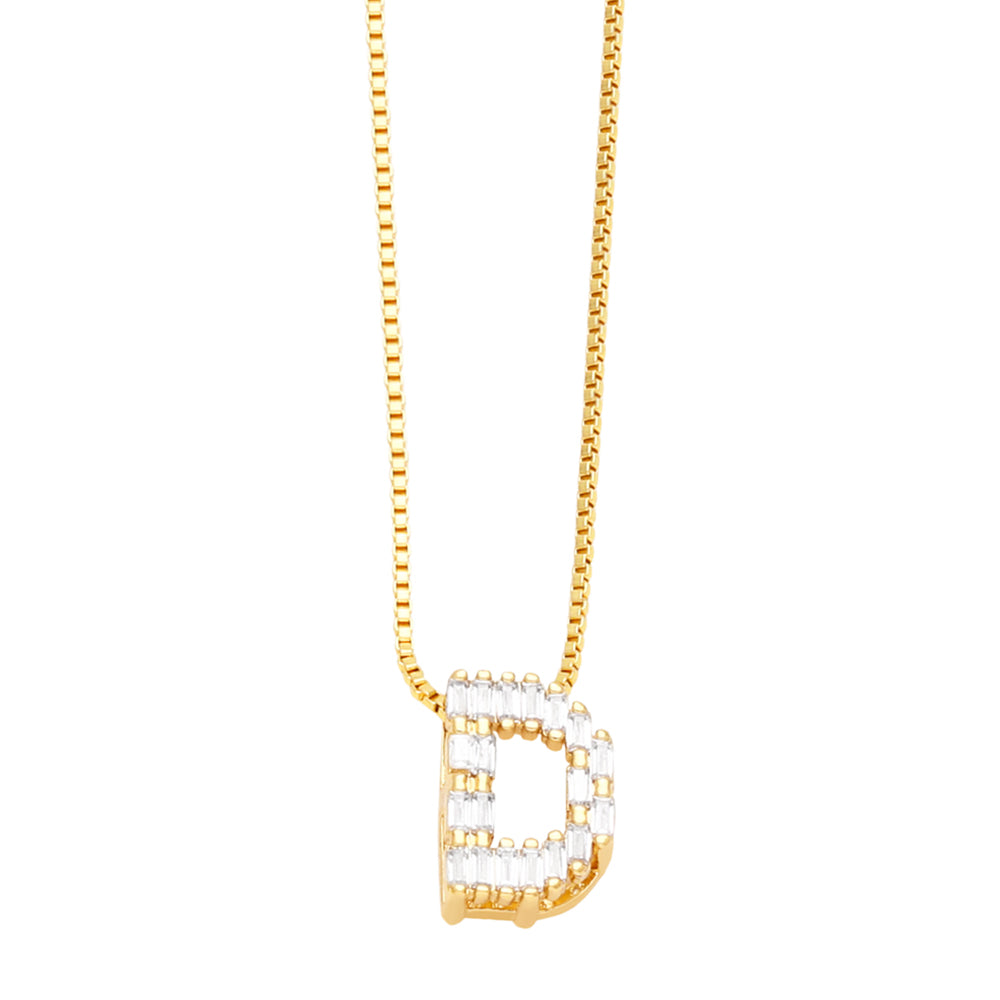 18K Gold Plated Zircon Letter Pendant Necklace