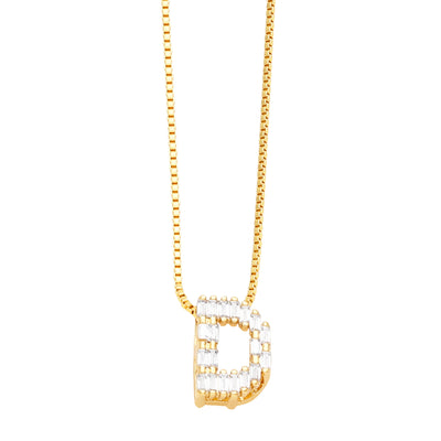 18K Gold Plated Zircon Letter Pendant Necklace
