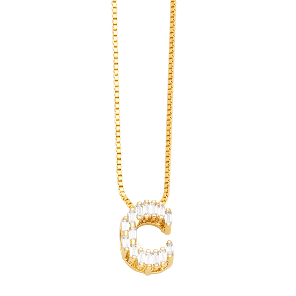18K Gold Plated Zircon Letter Pendant Necklace