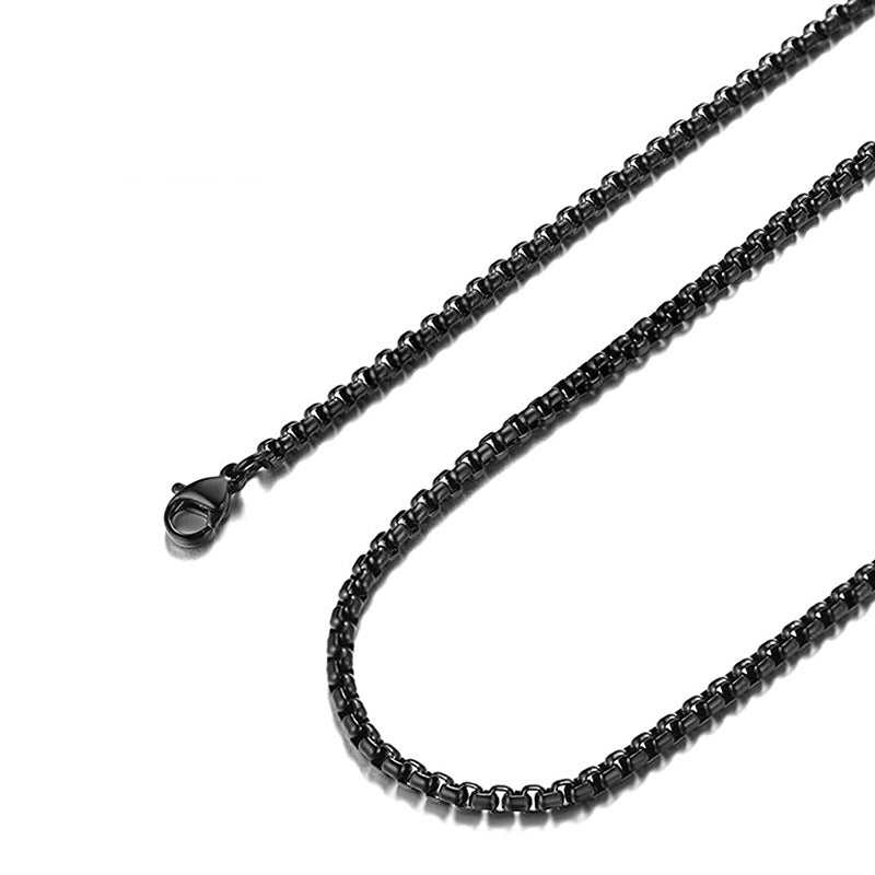 Basic Solid Color Stainless Steel Unisex Necklace with Pearl Link Chain