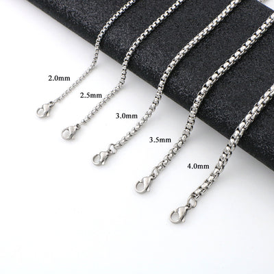 Basic Solid Color Stainless Steel Unisex Necklace with Pearl Link Chain