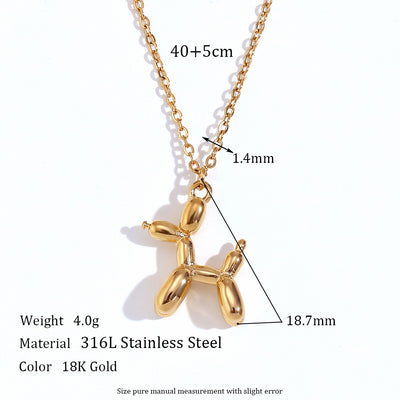 Vintage Dog Pendant Necklace - 18K Gold Plated Stainless Steel Chain