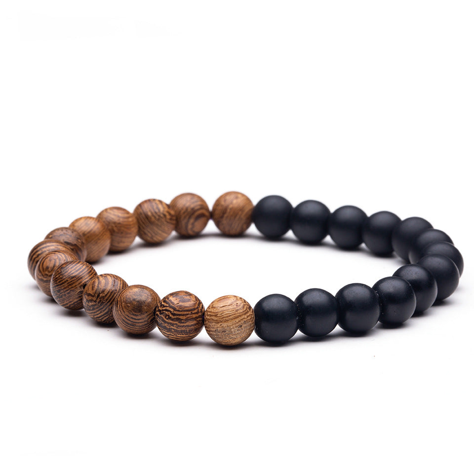 Black Dragon Pattern Matte Stone Beaded Yoga Bracelet