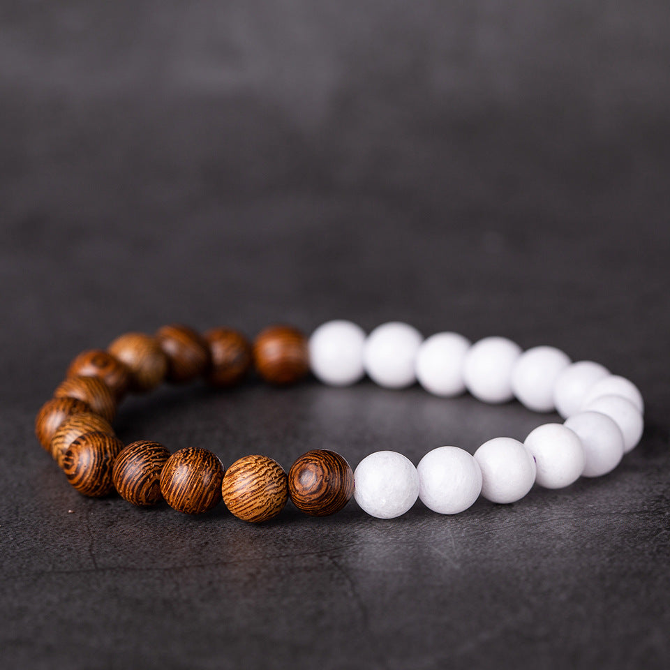 Black Dragon Pattern Matte Stone Beaded Yoga Bracelet