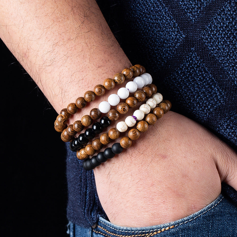 Black Dragon Pattern Matte Stone Beaded Yoga Bracelet