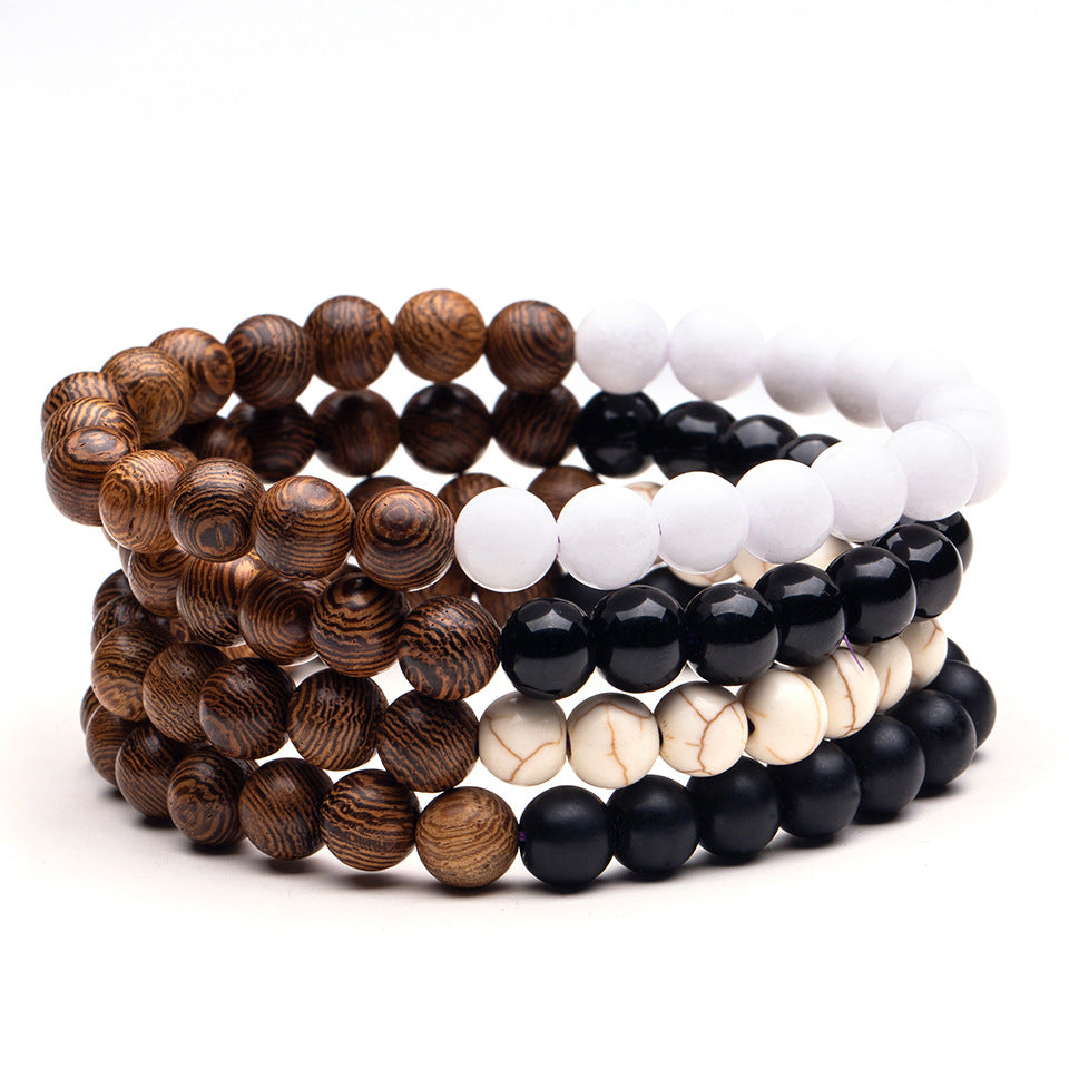 Black Dragon Pattern Matte Stone Beaded Yoga Bracelet
