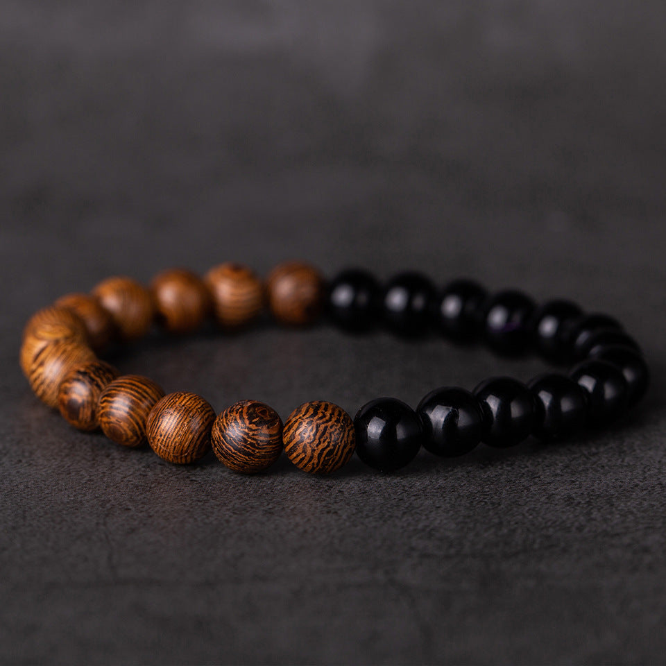 Black Dragon Pattern Matte Stone Beaded Yoga Bracelet