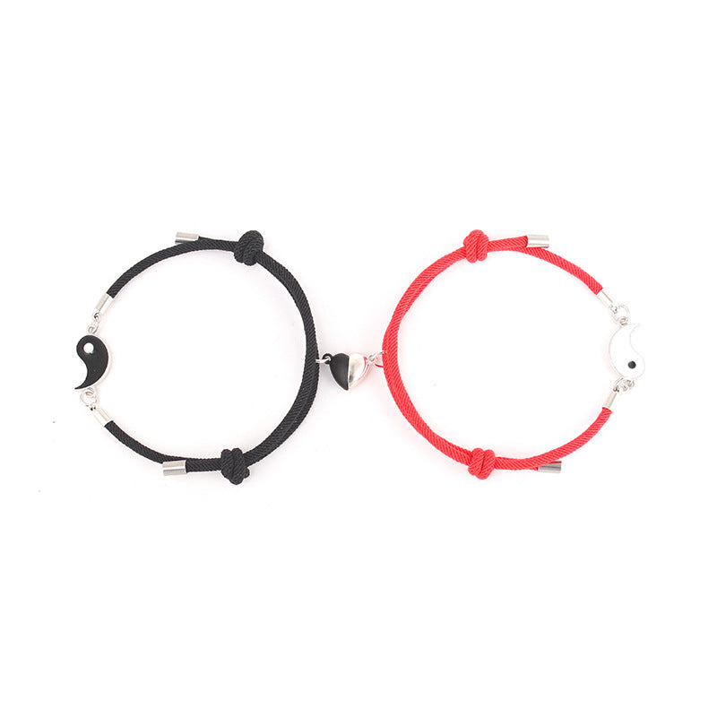 Black and White Tai Chi Magnetic Couple Bracelets