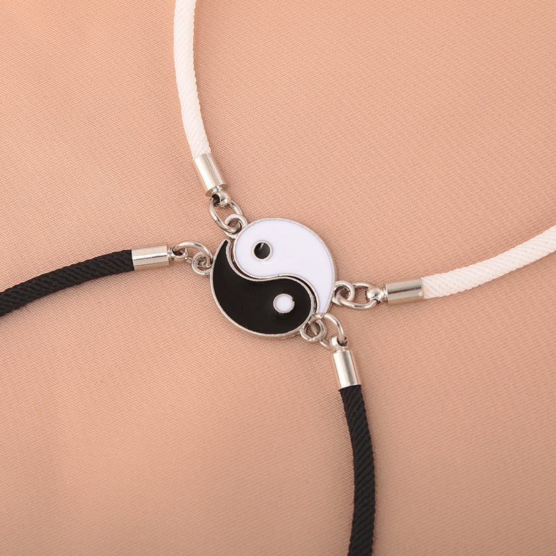 Black and White Tai Chi Magnetic Couple Bracelets