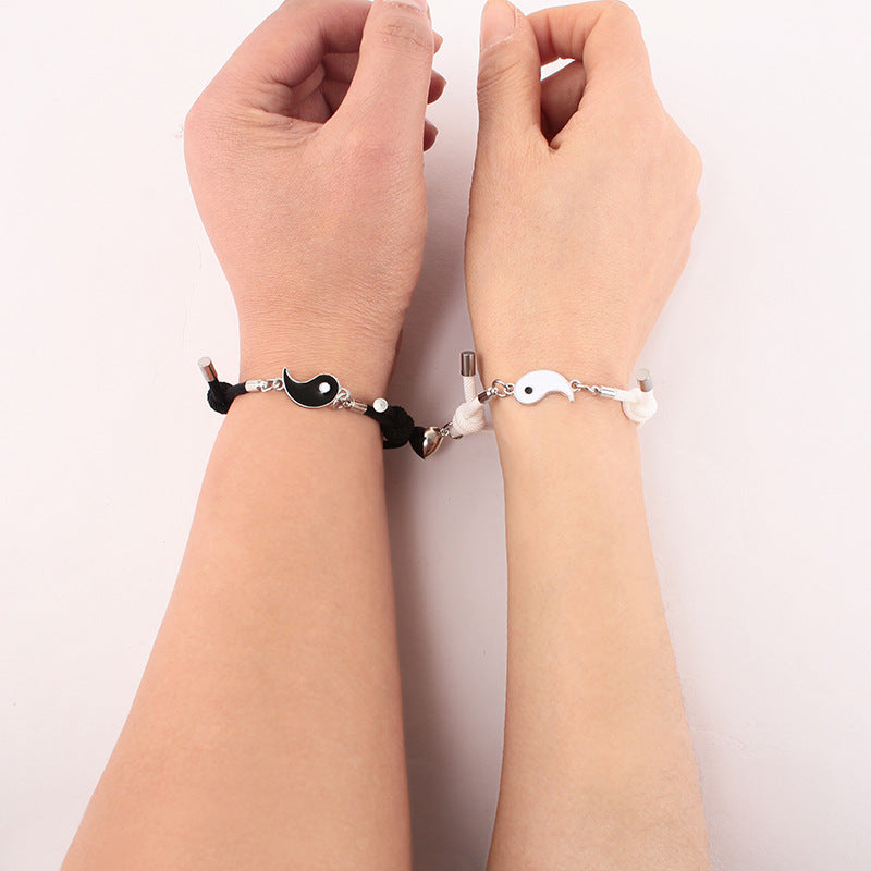 Black and White Tai Chi Magnetic Couple Bracelets
