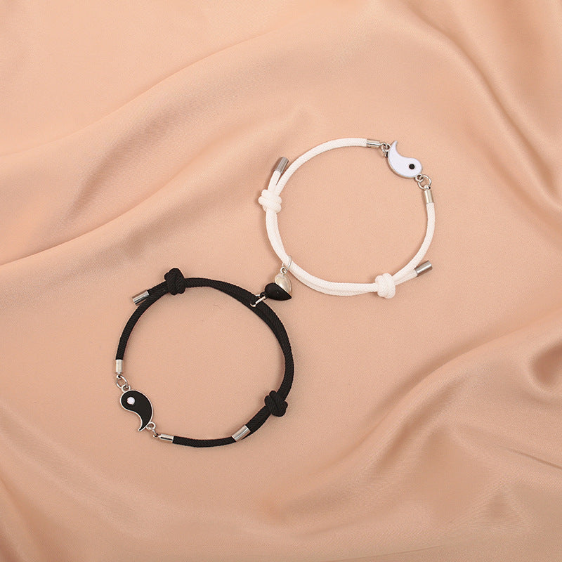 Black and White Tai Chi Magnetic Couple Bracelets