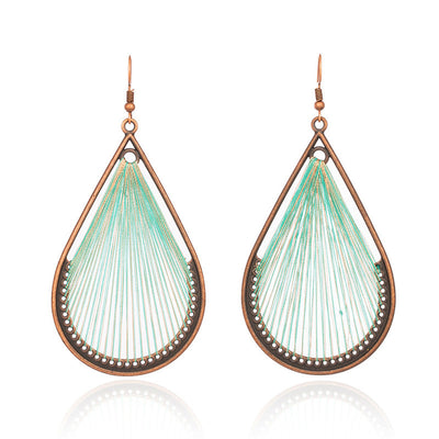 Bohemian Teardrop Woven Alloy Earrings