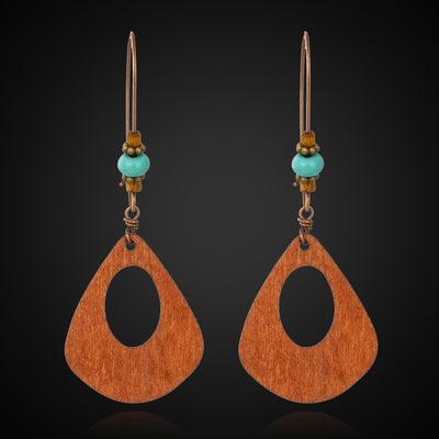Bohemian Beaded Geometric Wooden Flower Earrings
