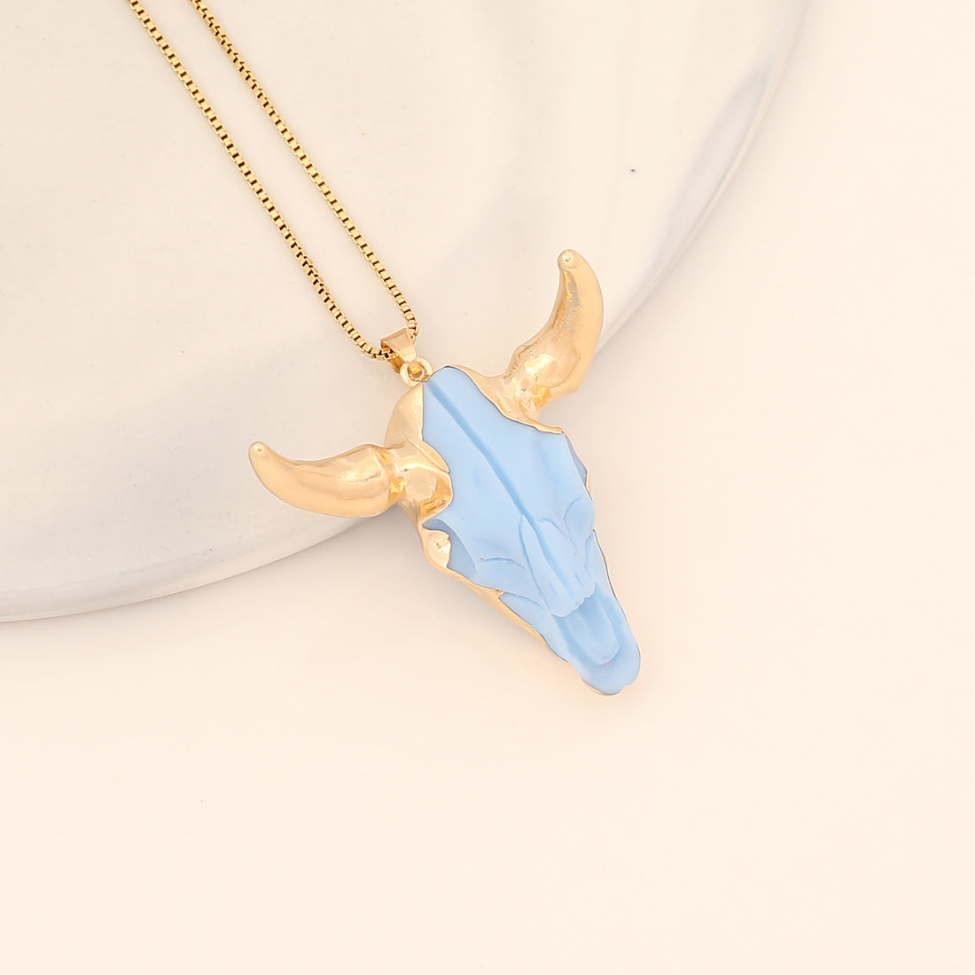 Bohemian Gold Plated Cattle Pendant Stainless Steel Necklace