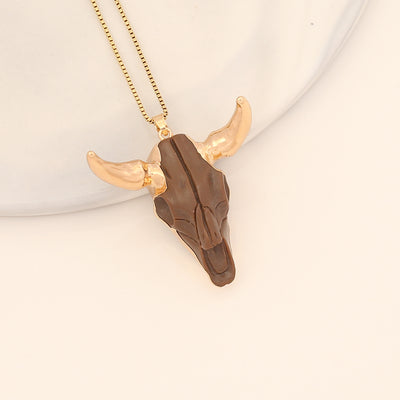 Bohemian Gold Plated Cattle Pendant Stainless Steel Necklace