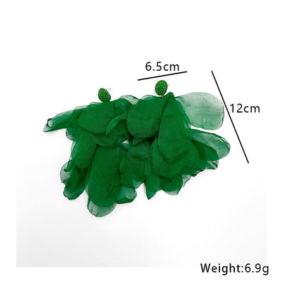 Bohemian Color Block Alloy Cloth Tassel Drop Earrings for Women