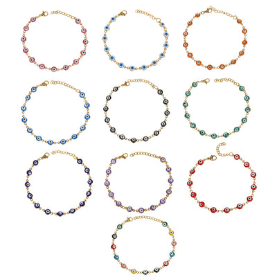 Bohemian Evil Eye Gold Stainless Steel Adjustable Bracelet