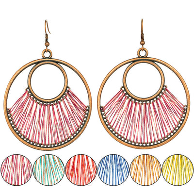 Bohemian Handcrafted Hollow Circle Wool Alloy Earrings