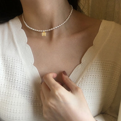 Bohemian 18K Gold Plated Alphabet Necklace with Zircon Charms