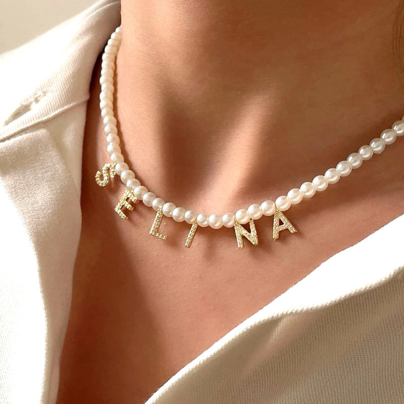 Bohemian 18K Gold Plated Alphabet Necklace with Zircon Charms
