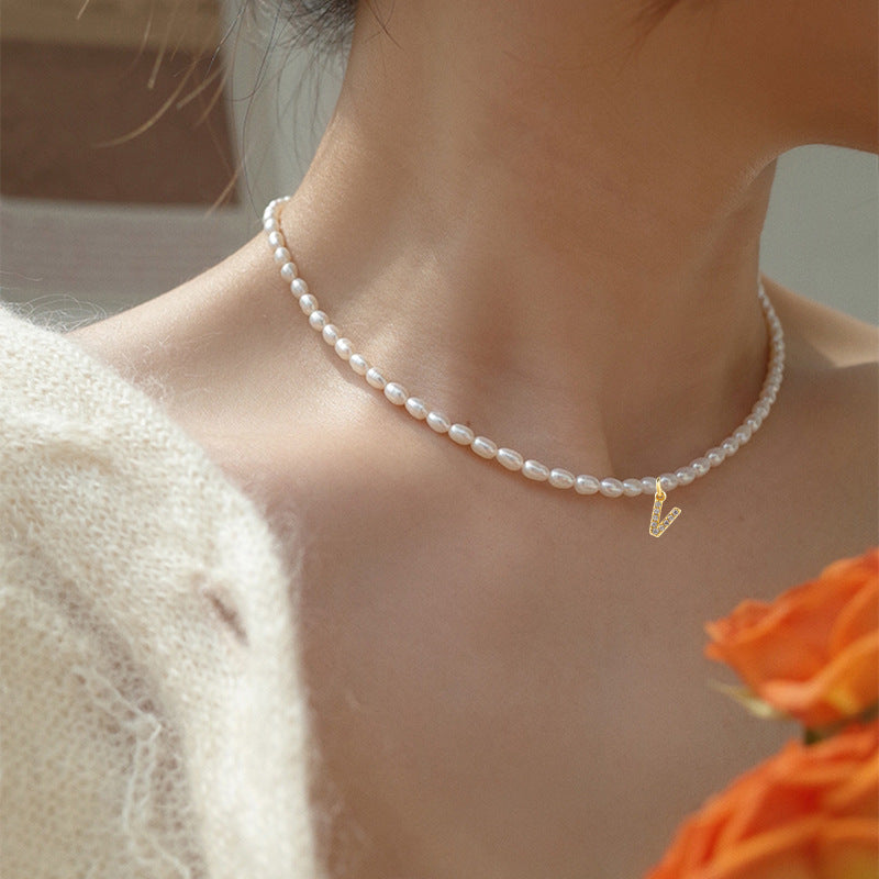 Bohemian 18K Gold Plated Alphabet Necklace with Zircon Charms